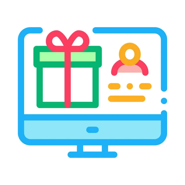 Shopping online e vendita regalo colore icona vettoriale illustrazione — Vettoriale Stock