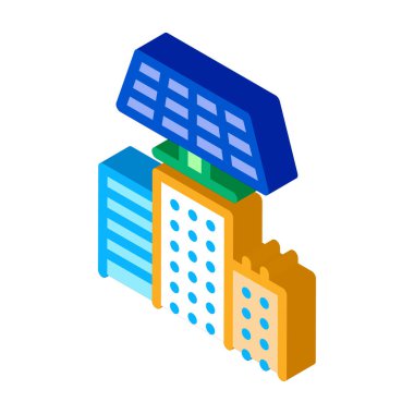 akıllı şehir güneş enerjisi izometrik ikon vektör çizimi