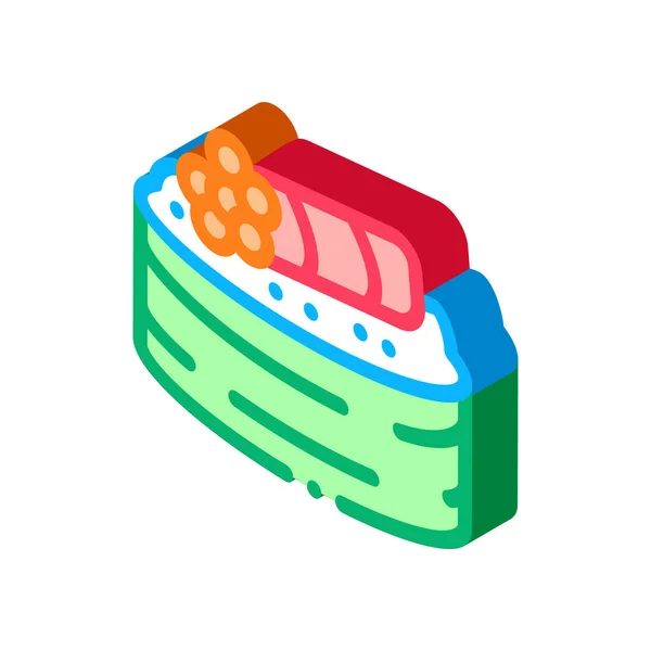 Rolo do sushi com ilustração isométrica do vetor do ícone do caviar — Vetor de Stock