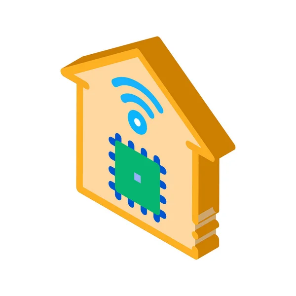 Smart house chip wifi isometric icon vector illustration — Stock Vector