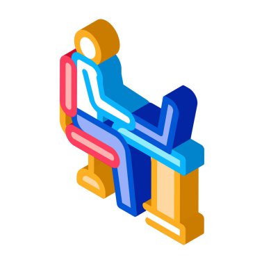 Ofis izometrik ikon vektör çiziminde çalışan adam