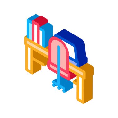 ofis çalışma alanı izometrik ikon vektör resimleme rengi