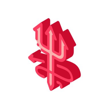 Cadılar bayramı şeytan üç dişli izometrik ikon vektör çizimi