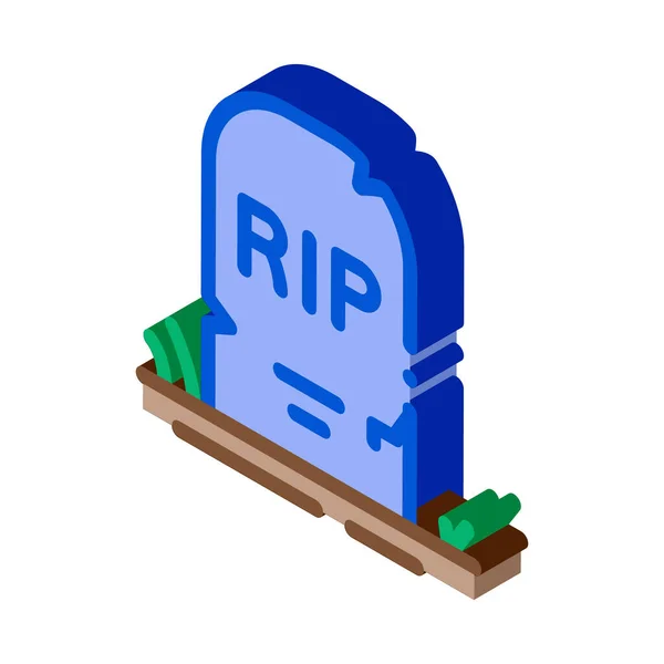 Halloween 찢어진 tombstone isometric icon illustration — 스톡 벡터