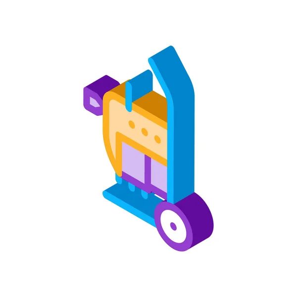 Drain cleaning machine on cart isometric icon vector illustration — Stock Vector