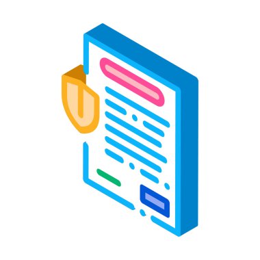 sigorta sözleşmesi kağıt listesi izometrik ikon vektör illüstrasyonu