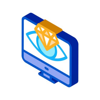 Elmas görüşlü bilgisayar ekranı izometrik ikon vektör çizimi
