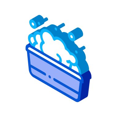 Köpüklü su ikonu vektör ana hatlarıyla banyo