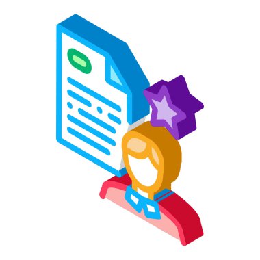 çalışan cv izometrik ikon vektör illüstrasyon rengi