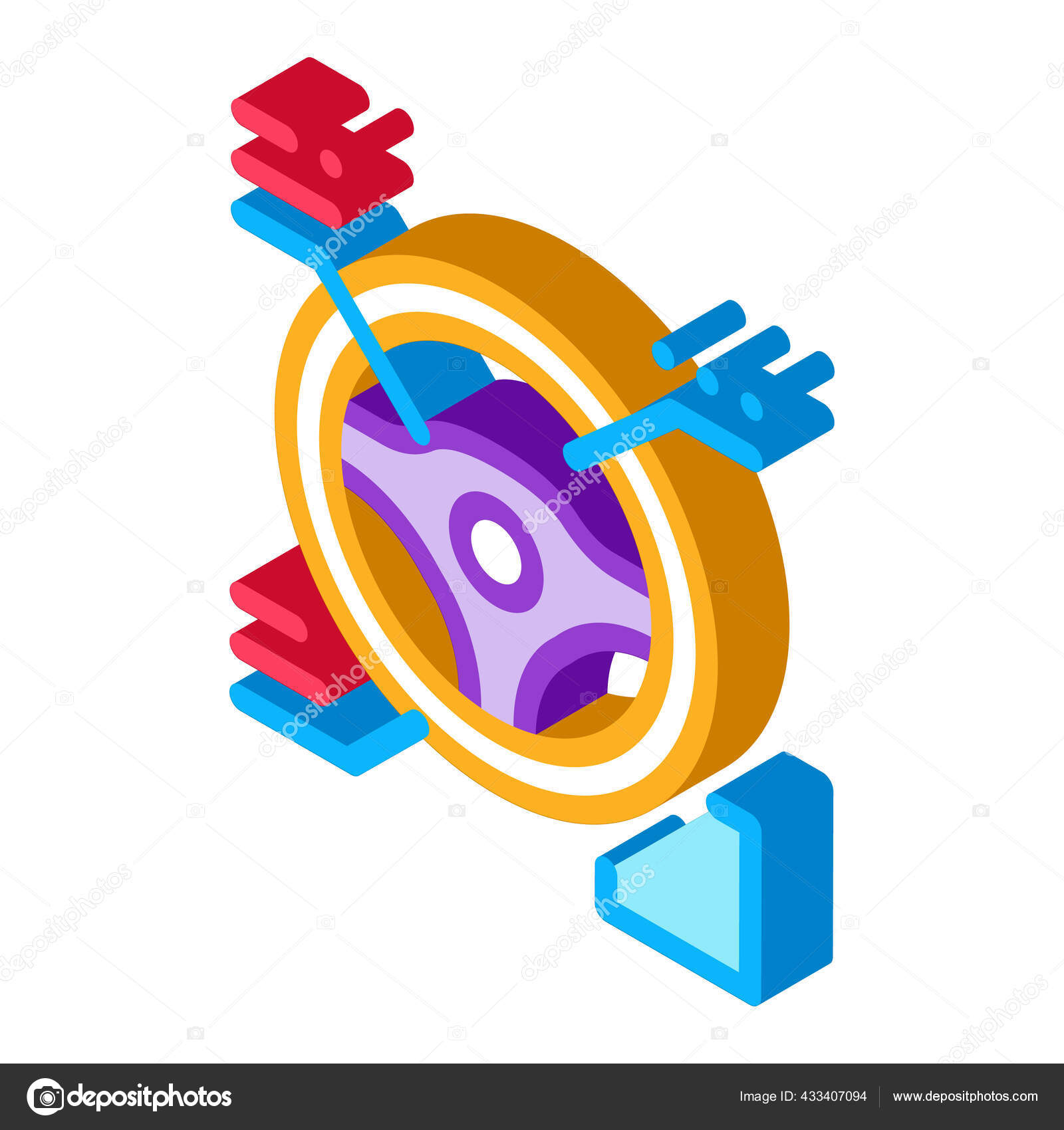 Drive wheel characteristics isometric icon vector illustration Stock