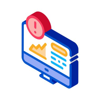 Bilgisayar ekranı izometrik ikon vektör illüstrasyonunda analitik bilgi