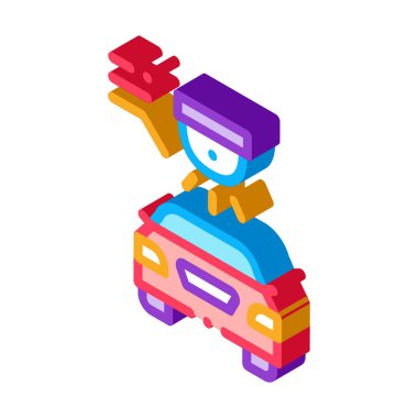 video güvenlik otomobili izometrik vektör çizimi