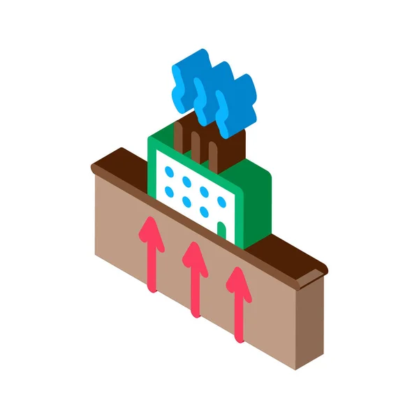 Illustrazione vettoriale dell'icona isometrica della fabbrica di riscaldamento geotermico — Vettoriale Stock