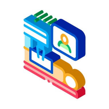 Hasta çevrimiçi sağlık incelemesi izometrik ikon vektör illüstrasyonu