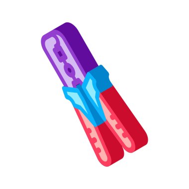 Kablo izometrik ikon vektör illüstrasyonunu onarmak ve bağlamak için ekipman