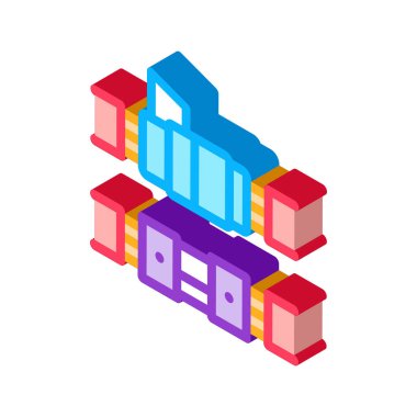 bağlı optik fiber izometrik ikon vektör çizimi