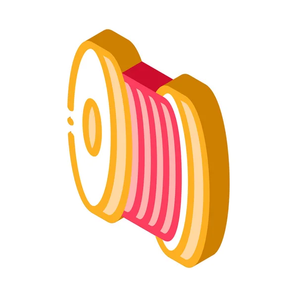 Bobina de fibra isométrica ícone vetor ilustração cor —  Vetores de Stock