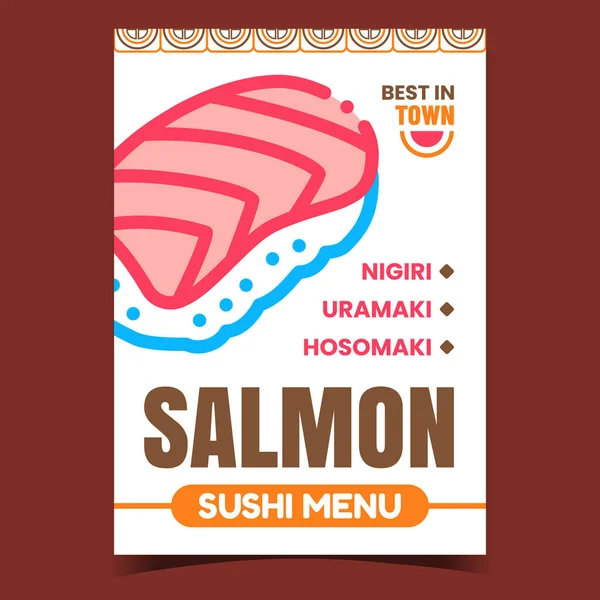 Menu Sushi Salmão Promoção Criativa Banner Vector — Vetor de Stock