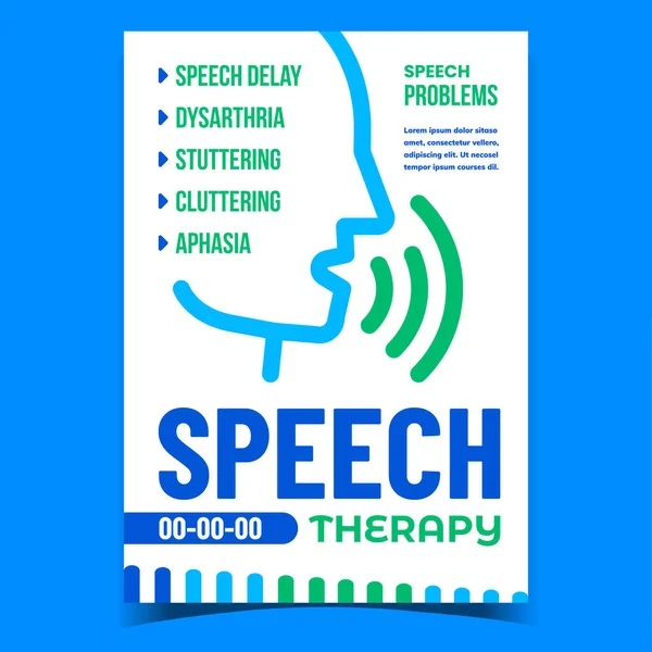 Terapia mowy i problem Promo plakat wektor — Wektor stockowy
