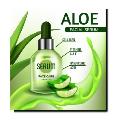 Aloe Yüz Serumu Yaratıcı Tanıtım Posteri Vektörü