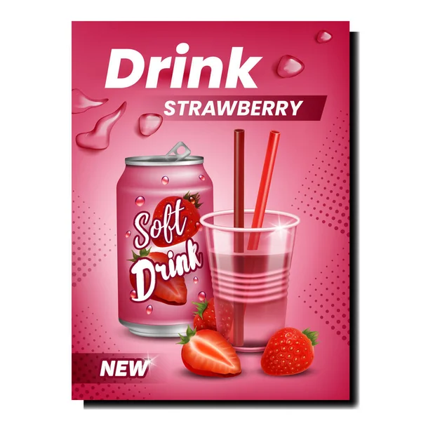 Strawberry Drink Creative Promo Vector — стоковый вектор