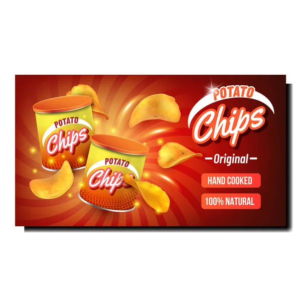 Chips de pomme de terre Bannière promotionnelle créative vectorielle — Image vectorielle