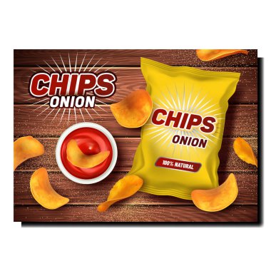 Soğan Chips Yaratıcı Tanıtım Posteri Vektörü