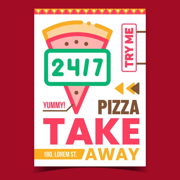 Pizza Take Away Service Promotion Poster Vector — Stock Vector
