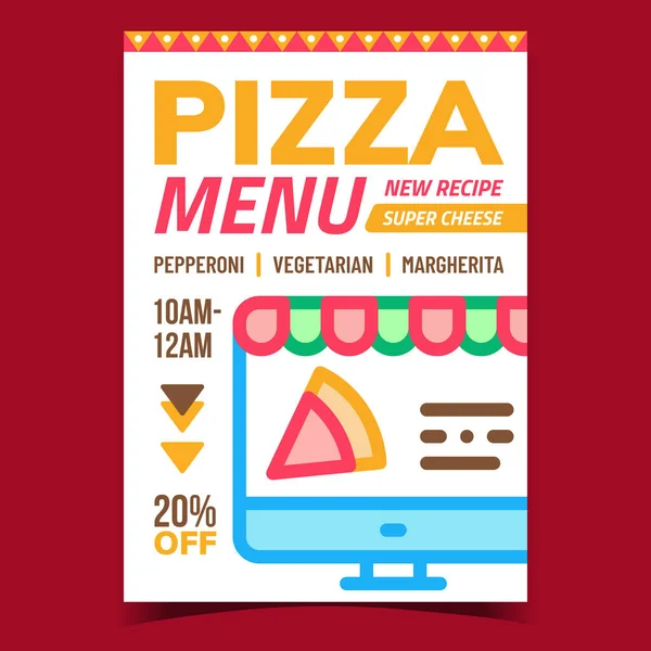 Menu Pizza Criativa Promocional Banner Vector —  Vetores de Stock