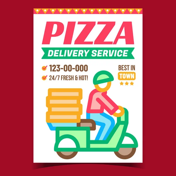 Pizza Delivery Service Promotion Banner Vector — Stock Vector