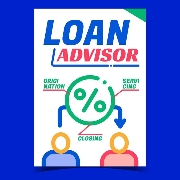 Loan Advisor Promozione creativa Banner Vector — Vettoriale Stock