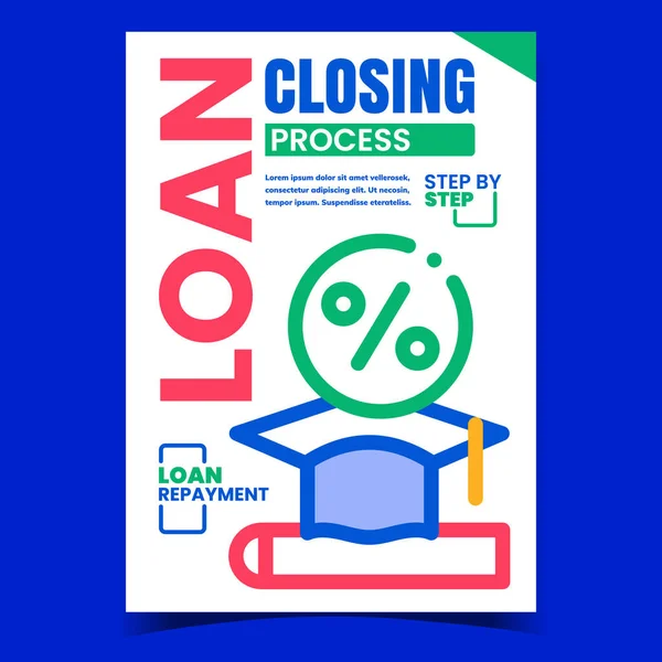 Loan Closing Process Promotional Banner Vector — Stock Vector