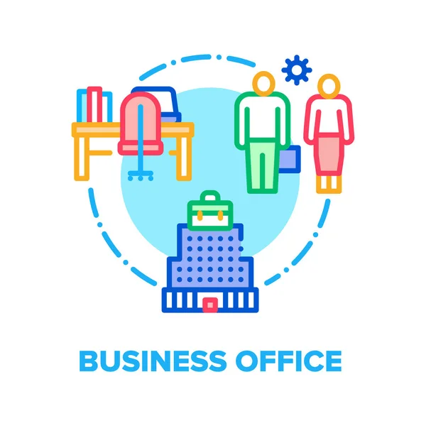 Business Office Vector Concept Illustration couleur — Image vectorielle
