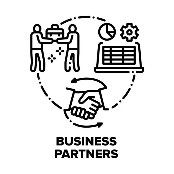 Business Partners Meeting Vector Concept Black Illustration — Image vectorielle