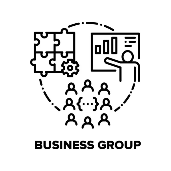 Business Group Vector Concept Illustration Noir — Image vectorielle