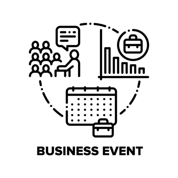 Business Event Vector Concept Black Illustration — Stock Vector