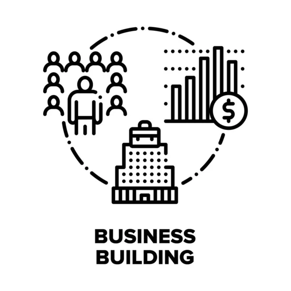 Business Building Center Wektor Concept Czarna ilustracja — Wektor stockowy