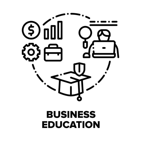 Edukacja biznesowa Kursy wektorowe Koncepcja czarna ilustracja — Wektor stockowy