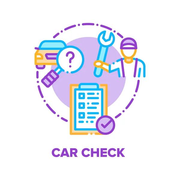 Car Check Reparatur Service Vector Concept Farbe — Stockvektor