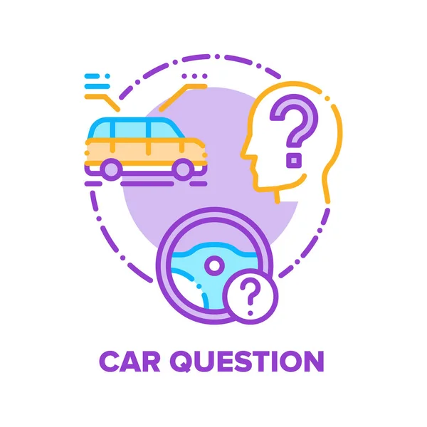 Εικονογράφηση χρωμάτων έννοιας διανυσματικών ερωτήσεων αυτοκινήτων — Διανυσματικό Αρχείο
