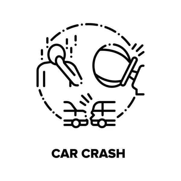 Wypadek samochodowy, Wypadek drogowy Wektor Concept Black Illustration — Wektor stockowy