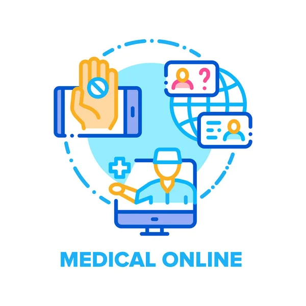 Medical Online Vector concept Color Illustration — 스톡 벡터