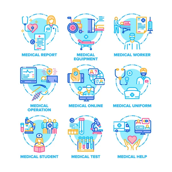 Set de tratamiento médico Iconos Vector Color Ilustraciones — Vector de stock