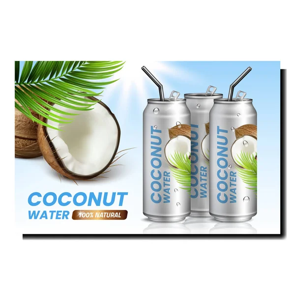 Vecteur d'affiches promotionnelles créatives à l'eau de coco — Image vectorielle