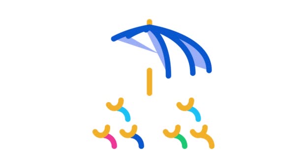 Menschen schützen Regenschirm Icon Animation — Stockvideo