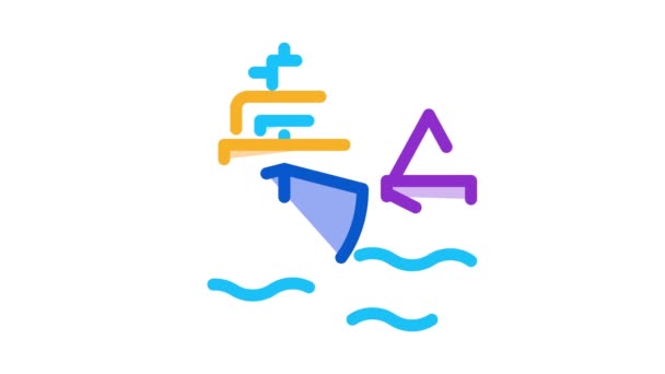 Fishing ship Icon Animation — Stock Video