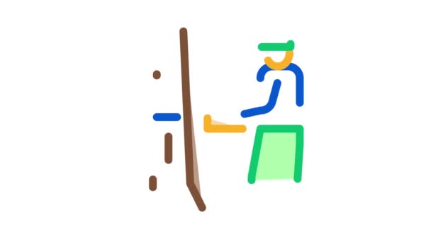 Tree felling worker Icon Animation — Stock Video