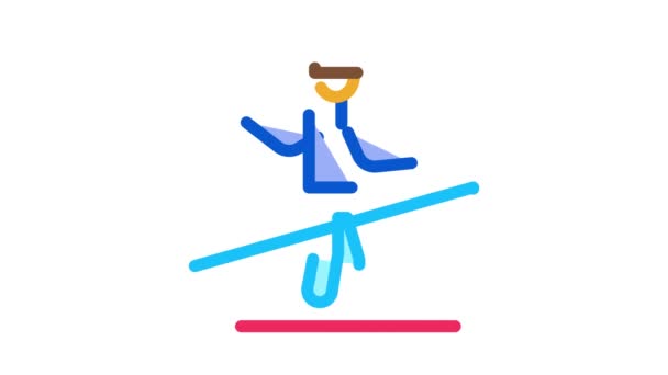Snowboarder slalom Icon Animation — Stock Video