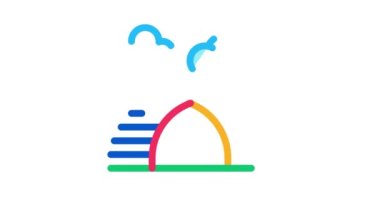 yarıdairesel tepe merdiveni gökkuşağı simgesi canlandırması