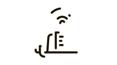 Uzak çalışma dizüstü bilgisayarı ve bardak simgesi canlandırması